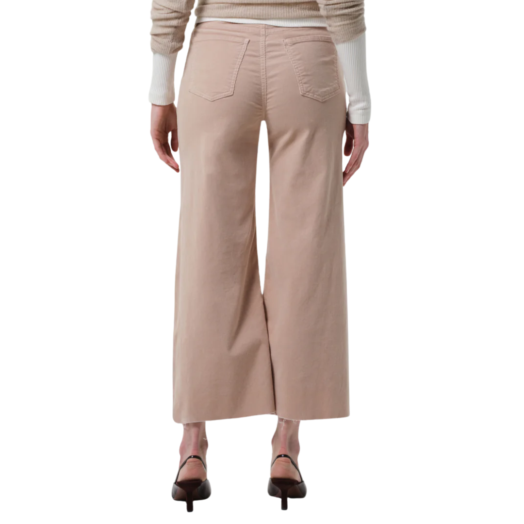 Lyra Wide Leg Crop Corduroy in Pale Stone