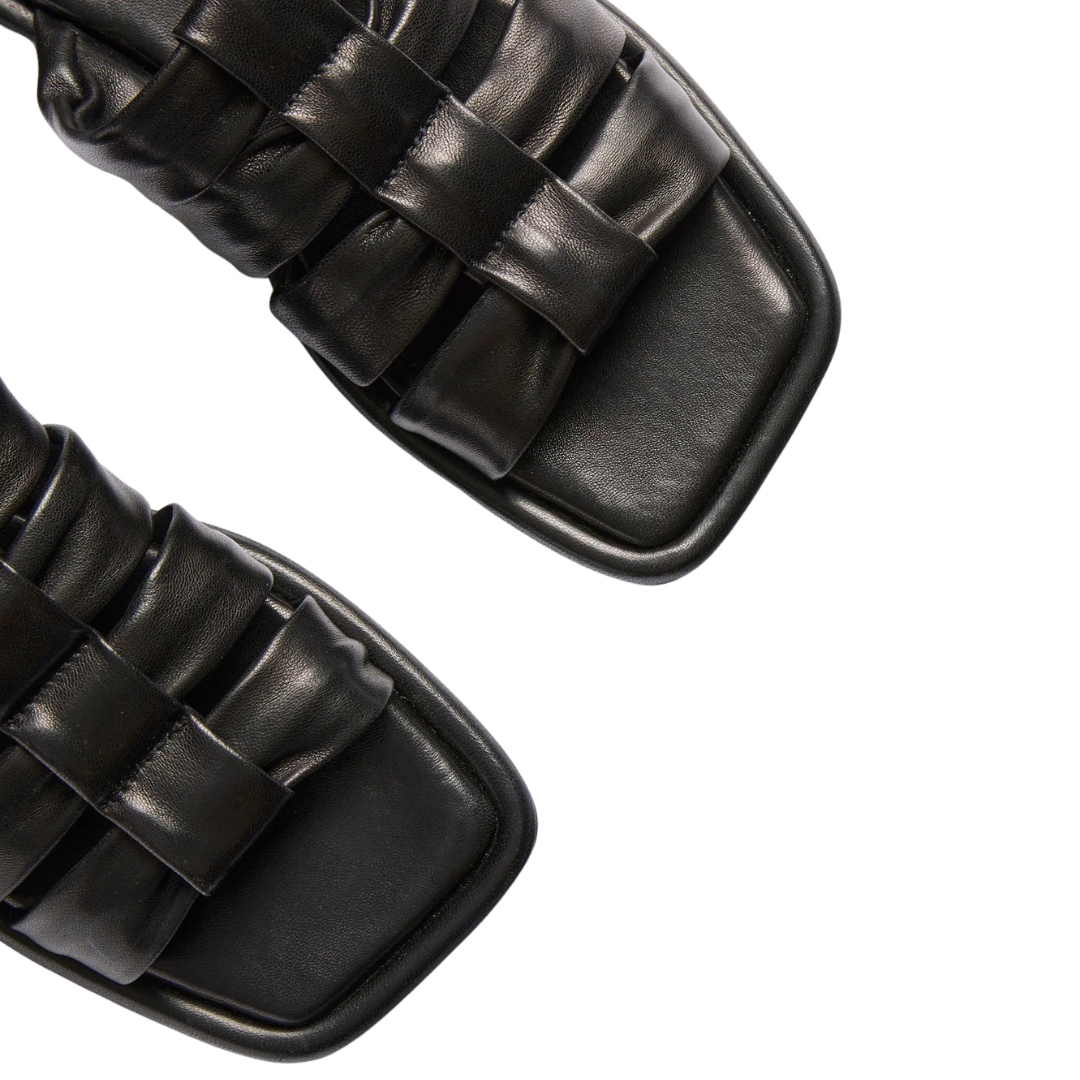 Selena Cloud Mule Sandal in Black Nappa