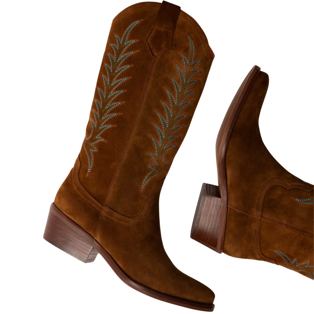 Goldie Embroidered Cowboy Boot in Peat