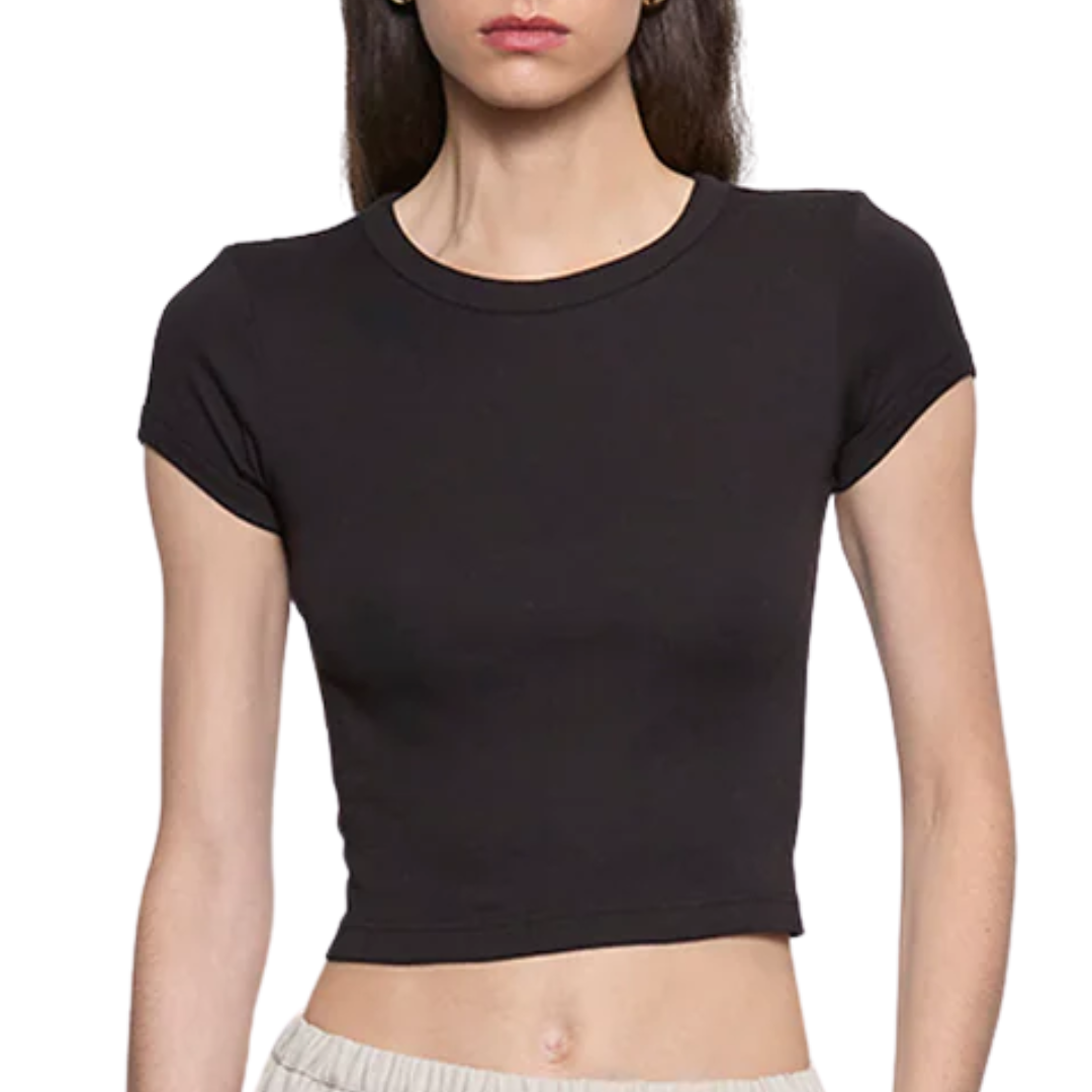 Supima Baby Cropped Tee in Black