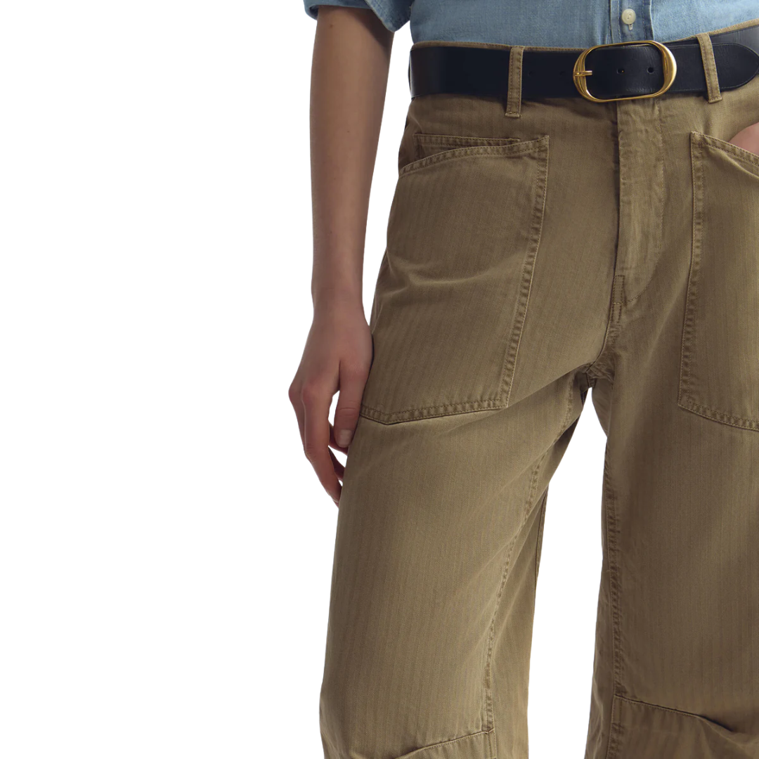 Shon Herringbone Pant in French Khaki