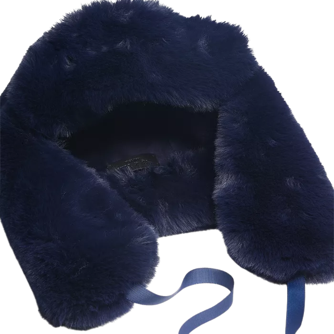 Rae Faux Fur Trapper Hat in Navy