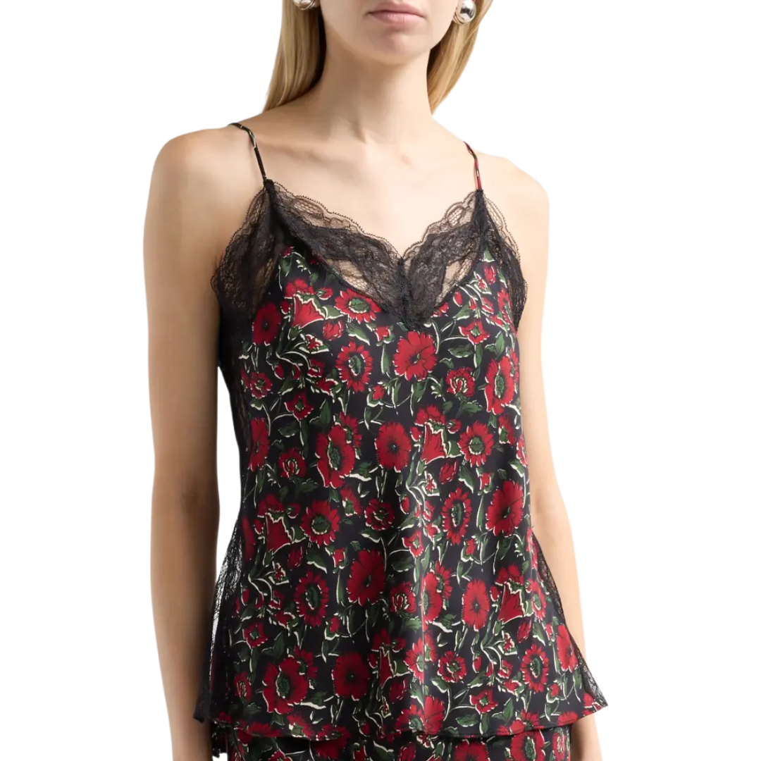 Johanan Stretch-Silk Camisole in Cardinal Red Multi