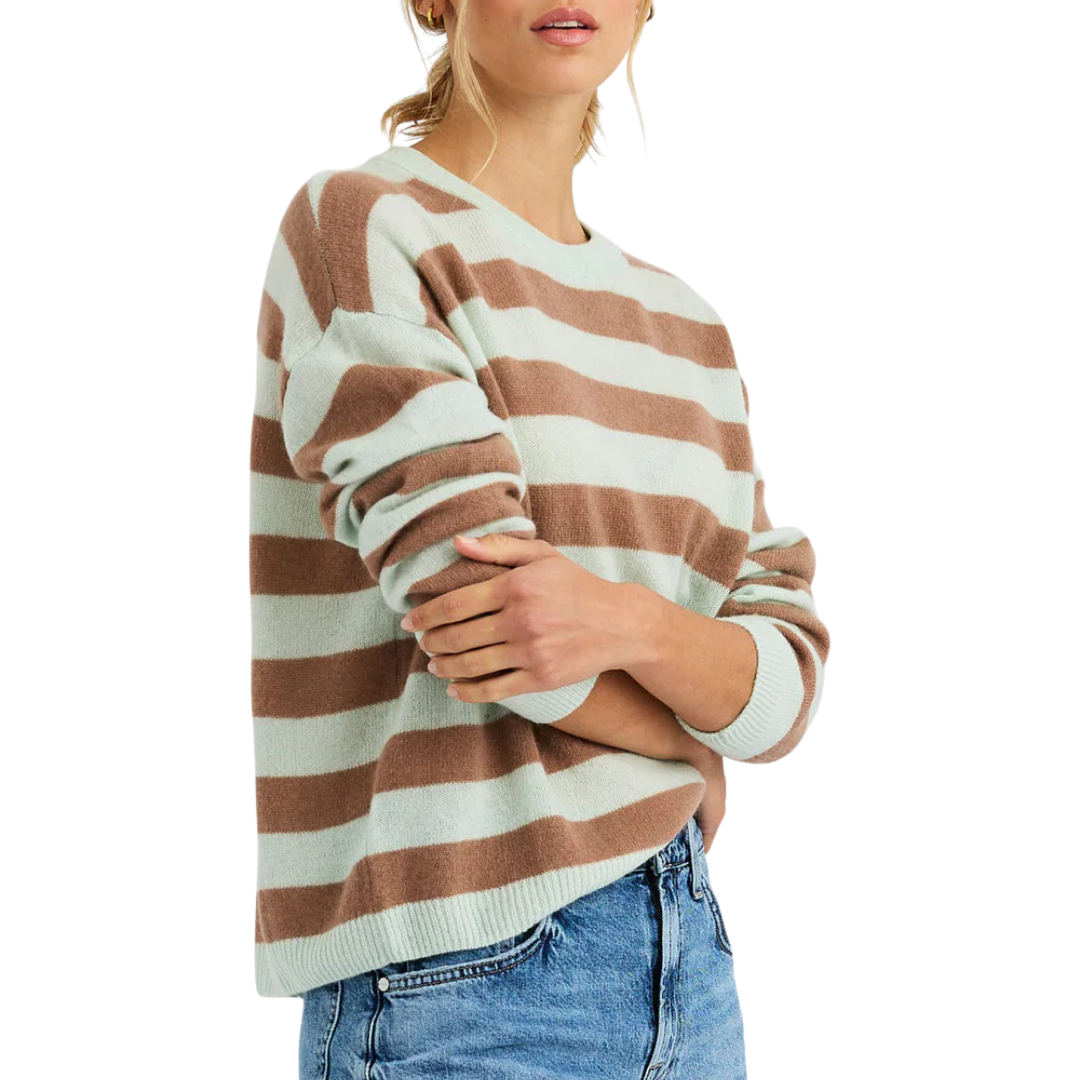 Sloane Cashmere Boxy Pullover in Bermuda Stripe