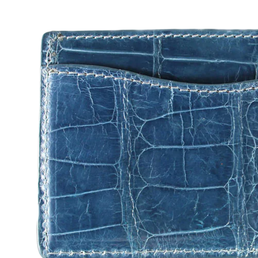 Alligator Card Case in Ocean Blue