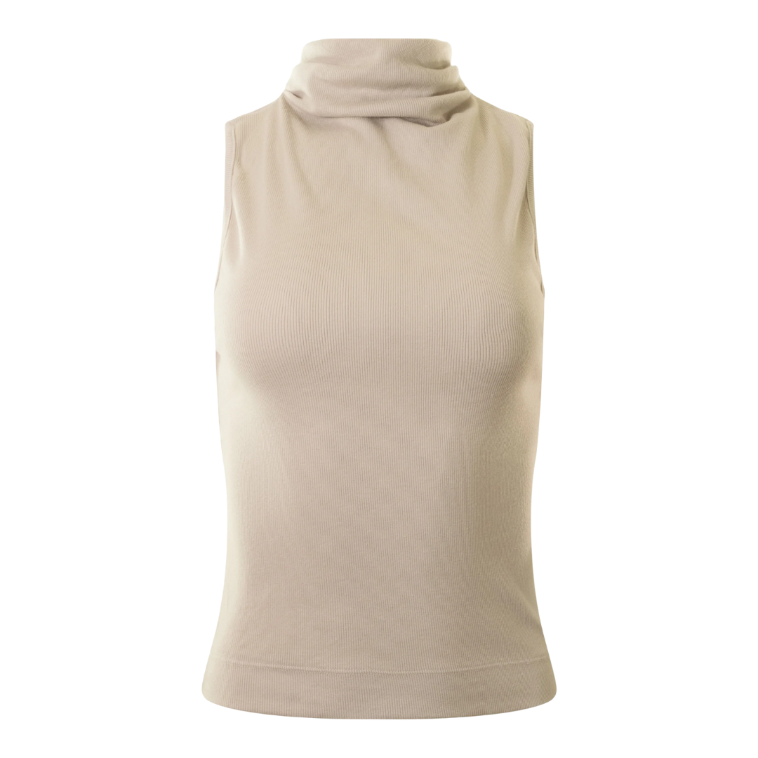 Chiara Drape Neck Tank in Cement
