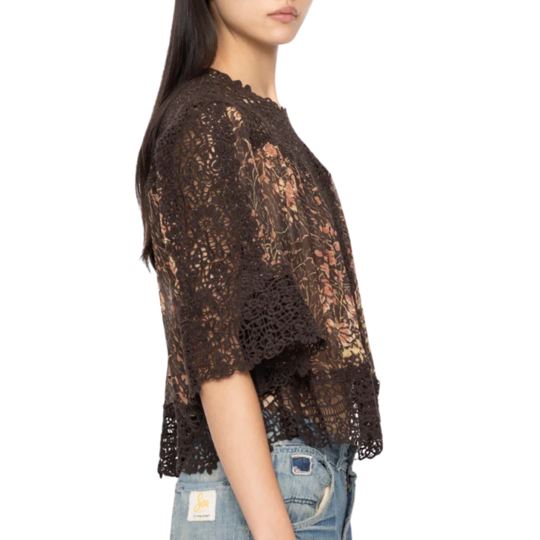 Luisa Print Top in Brown