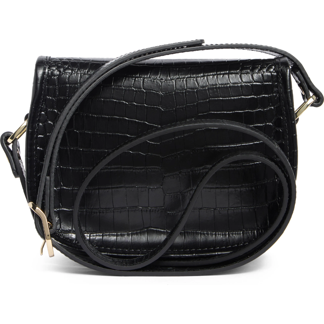 1980 Croc Embossed Small Crossbody Bag in Black