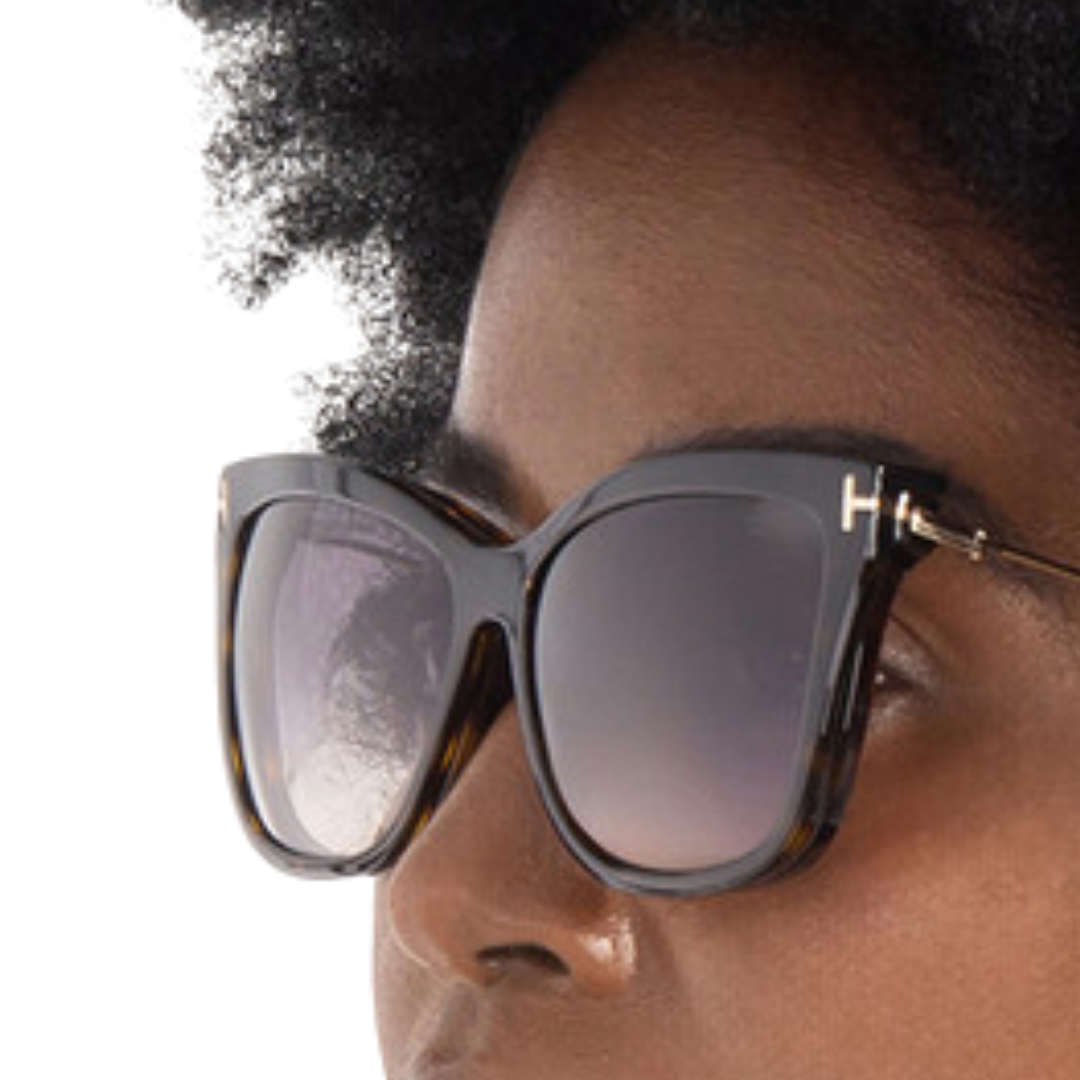 Blue Block Cat Eye Opticals With Clip On Sunglasses in Grey Dark Havana