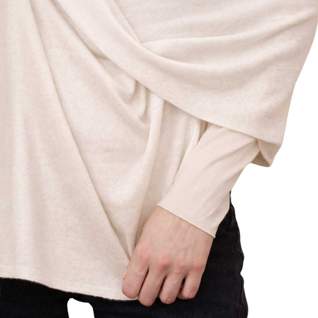 Machine Washable Cashmere Shawl in Milk