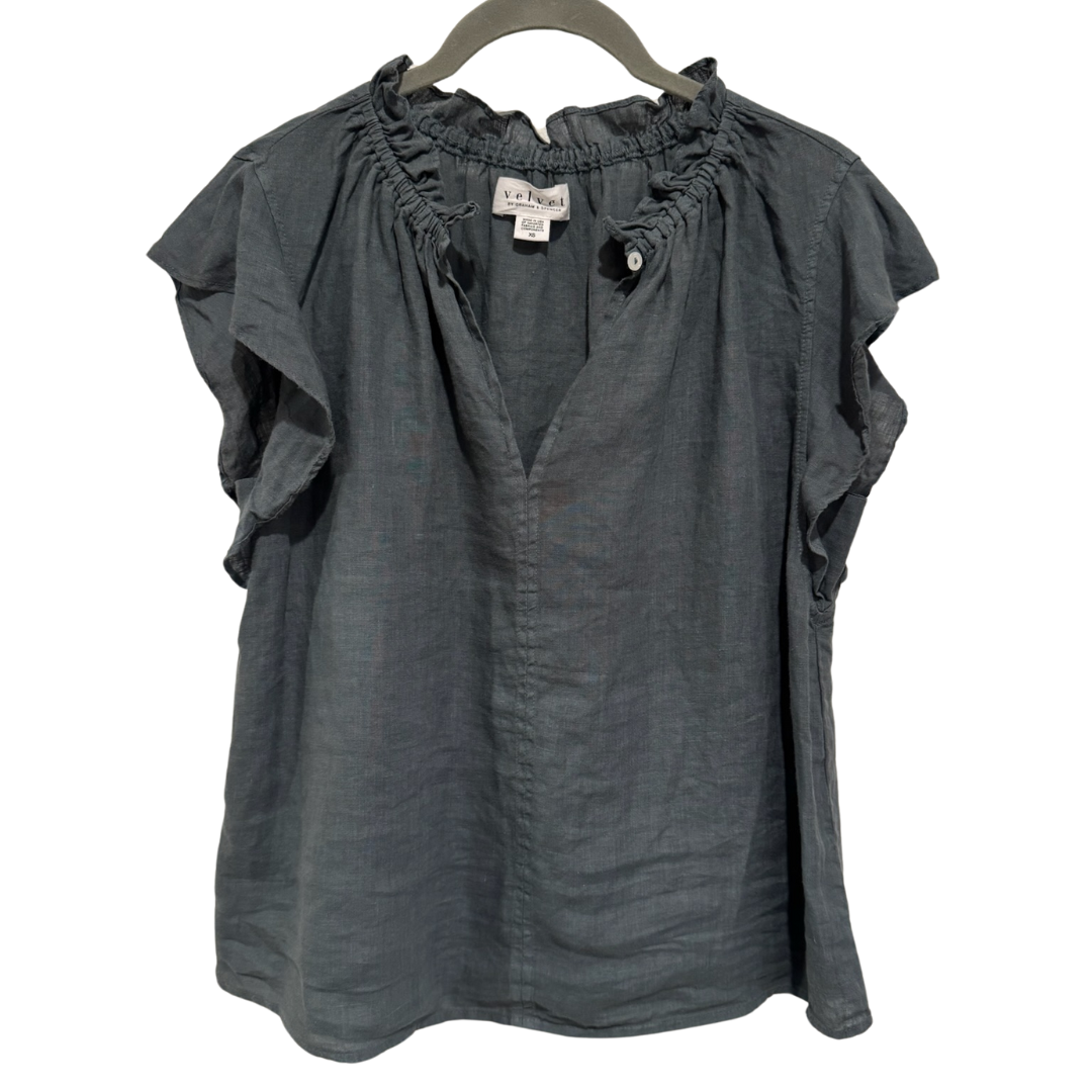 Semira Woven Linen Top in Graphite