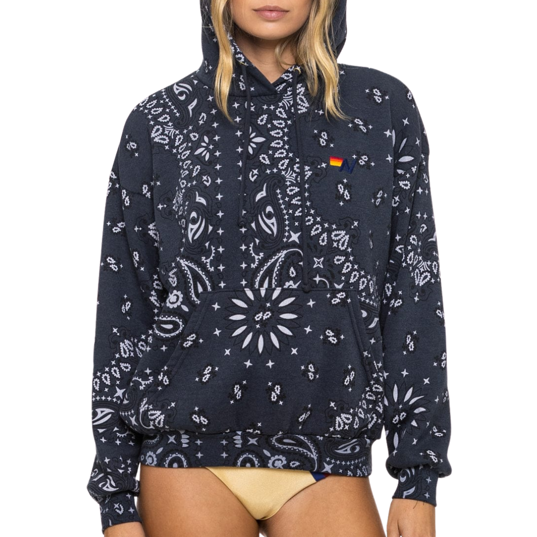 Bandana Relaxed Pullover Hoodie in Charcoal