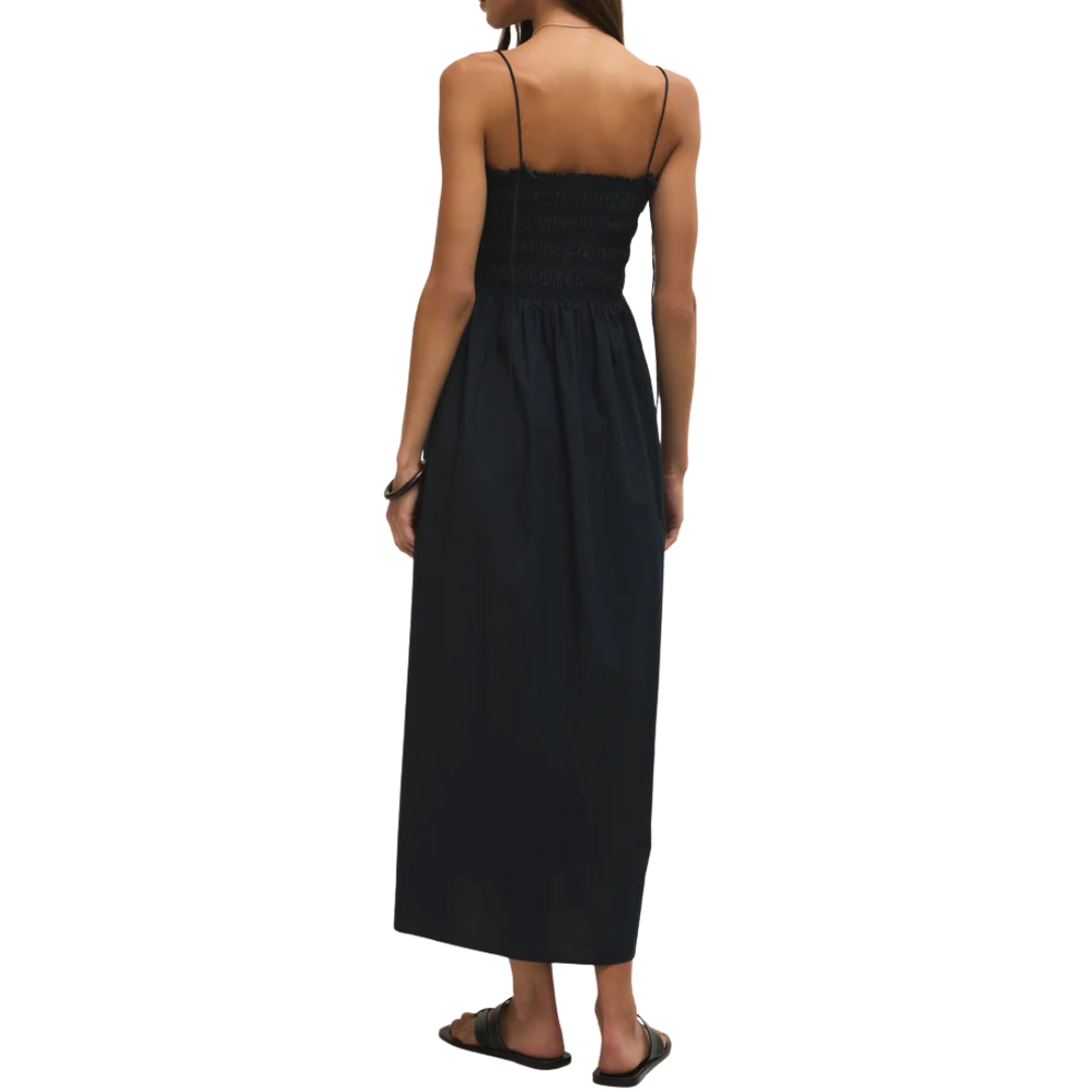Cornelia Poplin Midi Dress in Black