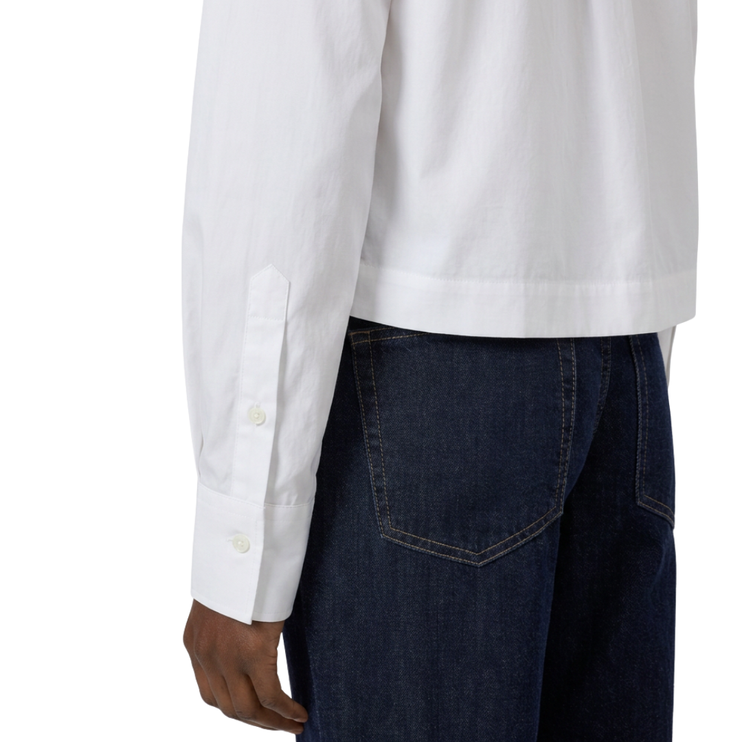 Cropped Organic Cotton Shirt in White