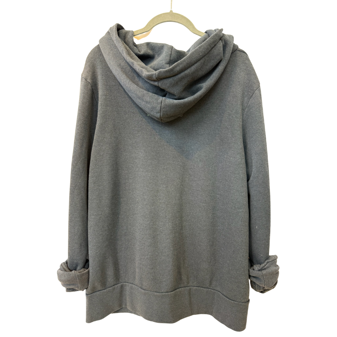 Rainbow Heart Stitch Zip Hoodie W/ Pockets in Charcoal