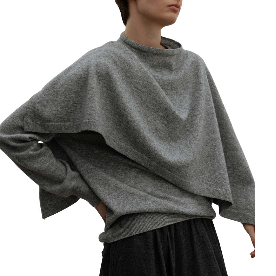 Cashmere Blend Neck Cape in Grey