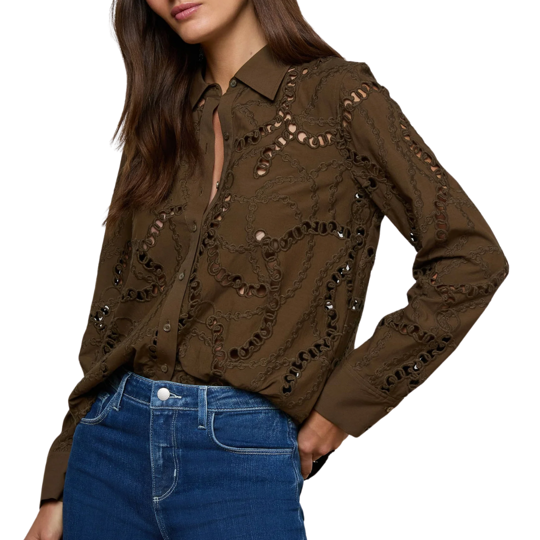 Ellery Eyelet Shirt in Pine