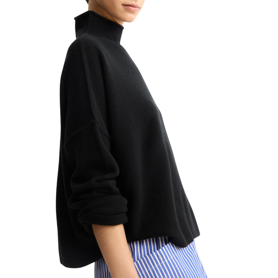Penn Roll Neck Top in Black