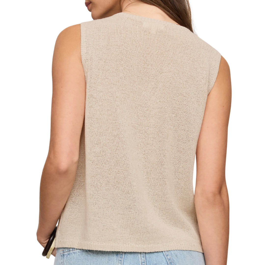 Syd Linen Knit Tank Vest in Sandstone