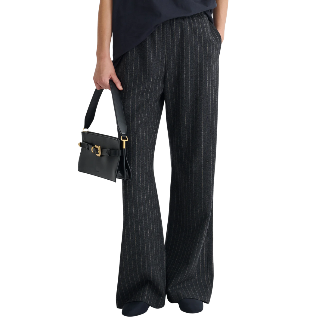 Arvenn Pants in Black/Grey Pinstripe
