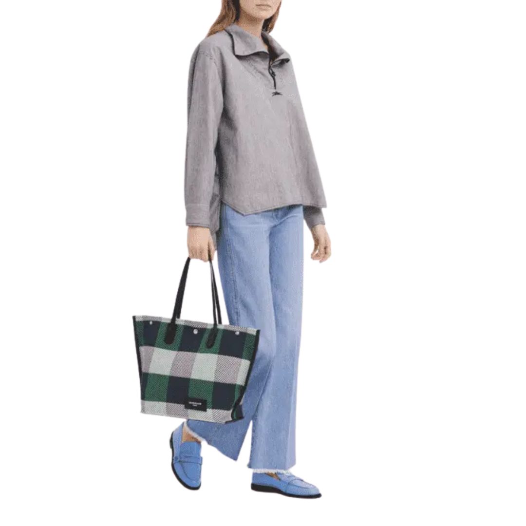 Shopper Bag L in Navy Blue/Gazon