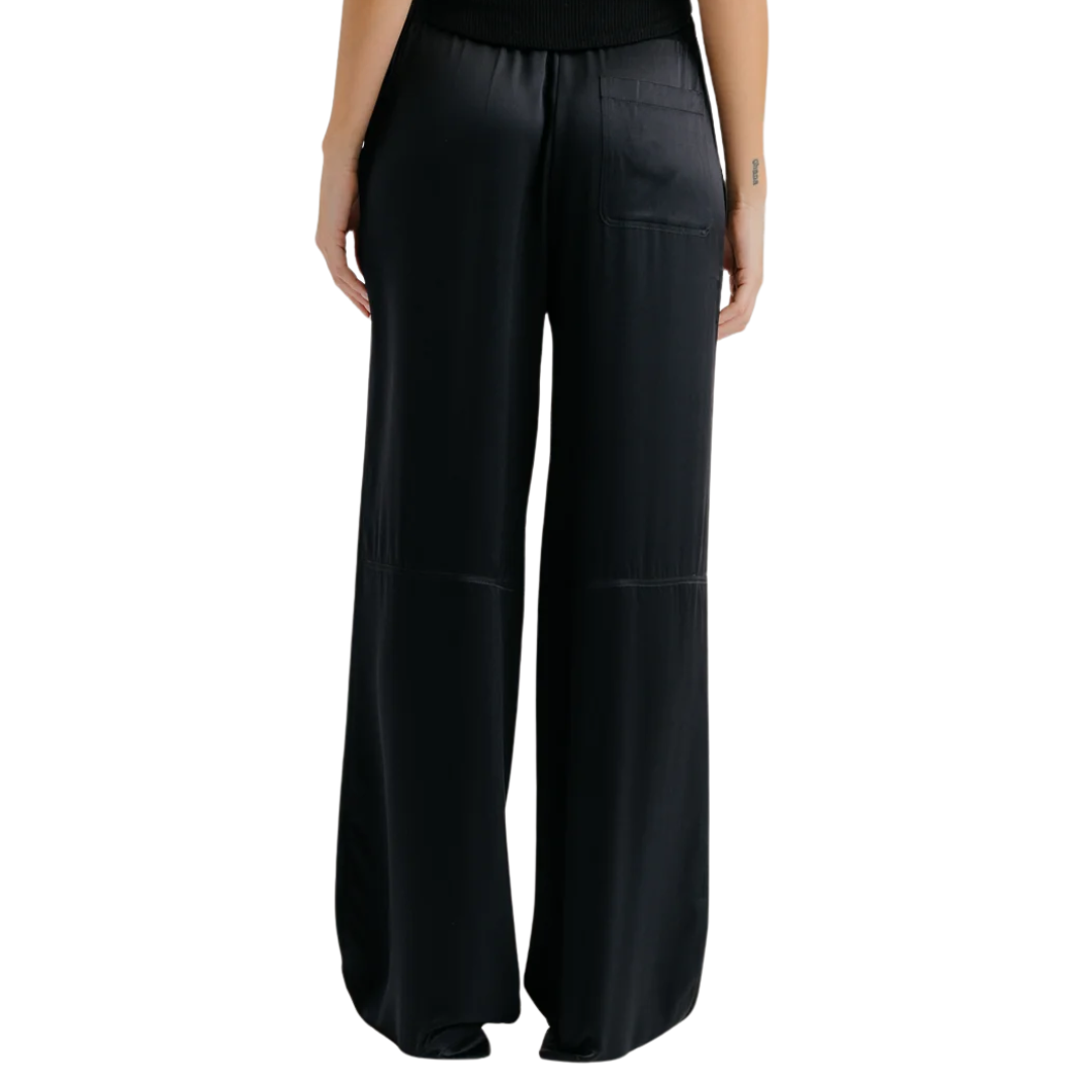 Lexi Lower Rise Relaxed Silk Pant in Black