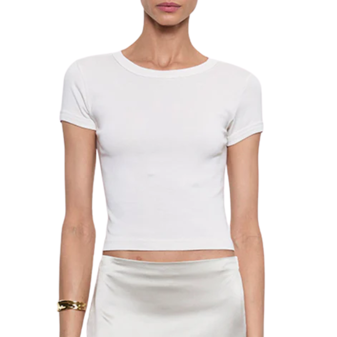 Supima Baby Cropped Tee in Pearl Grey
