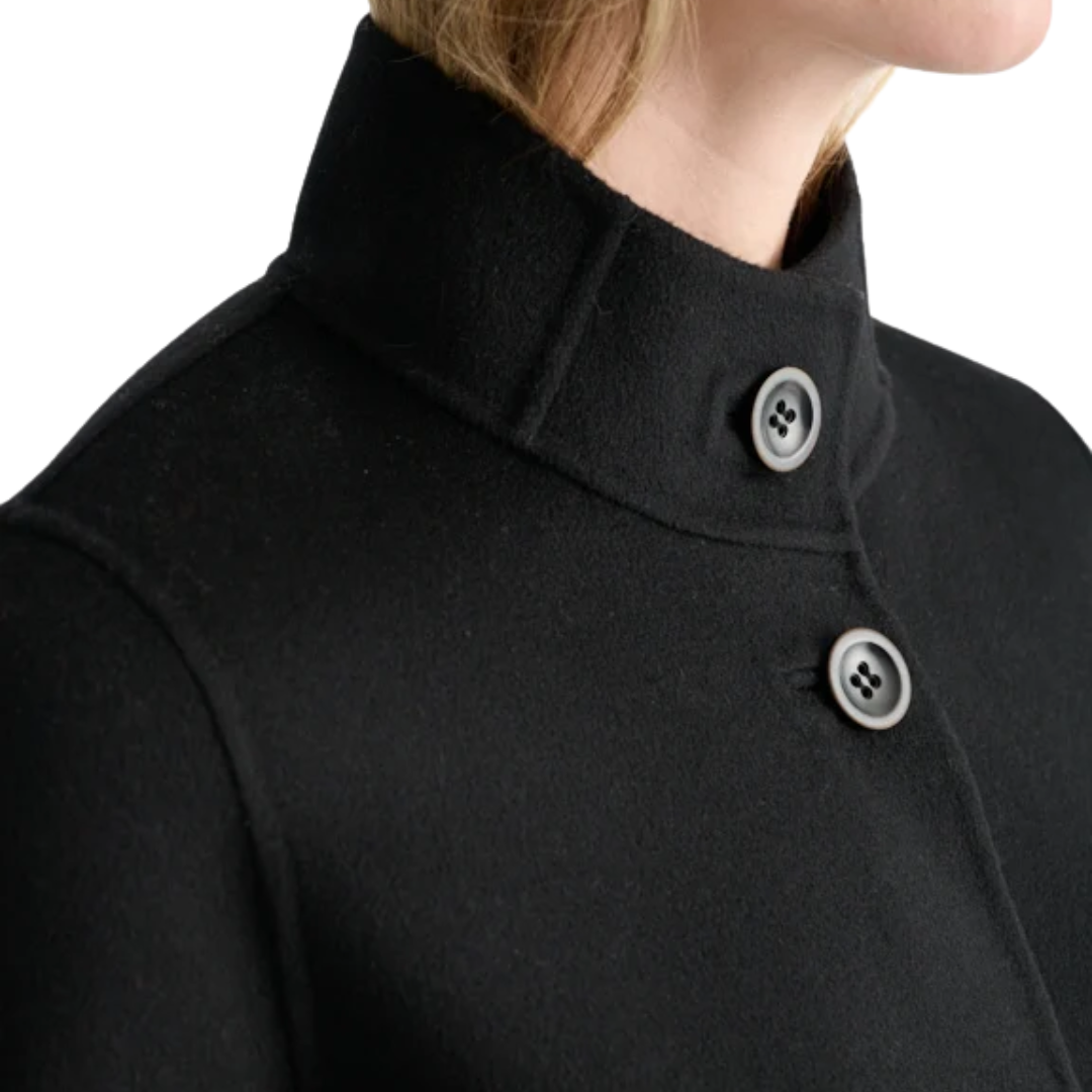 Button Mock Coat in Black