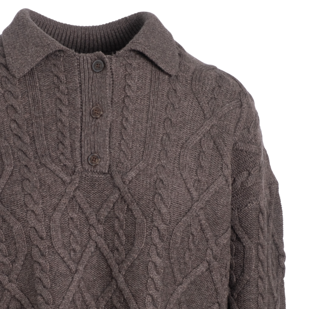 Ultra Luxe Cashmino Cable Polo in Cacao