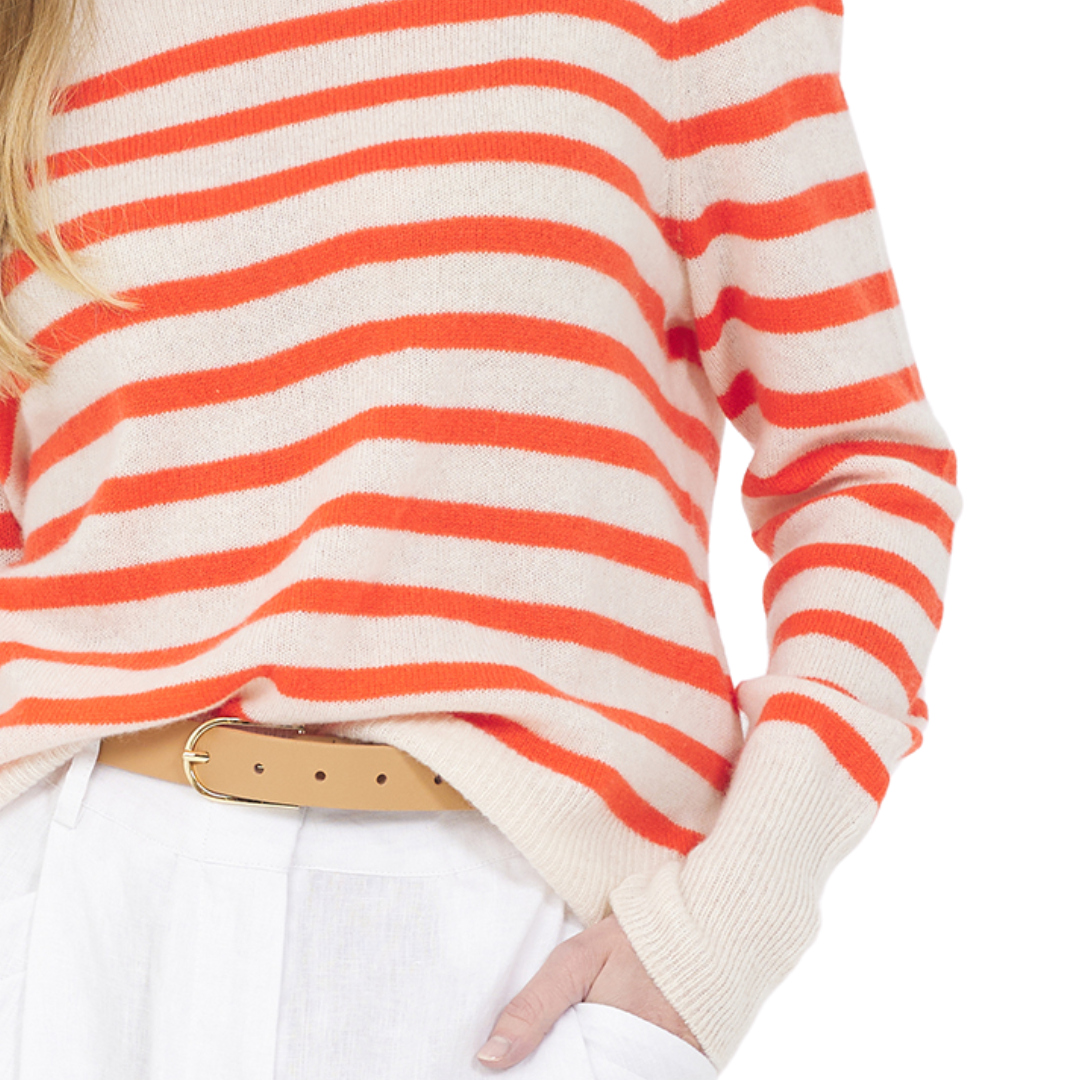 Sloane Cashmere Pullover in Cream Combo