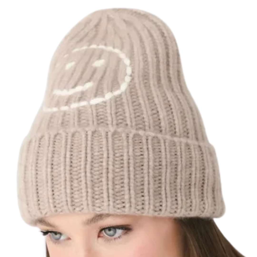 Sailor Happy Face Beanie in Eco Gravel/Alabaster