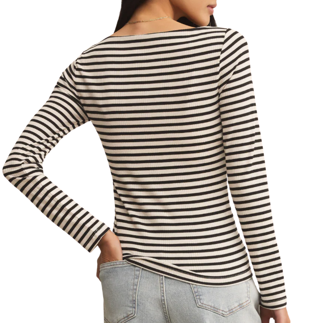 Pristine Striped Tee in Black