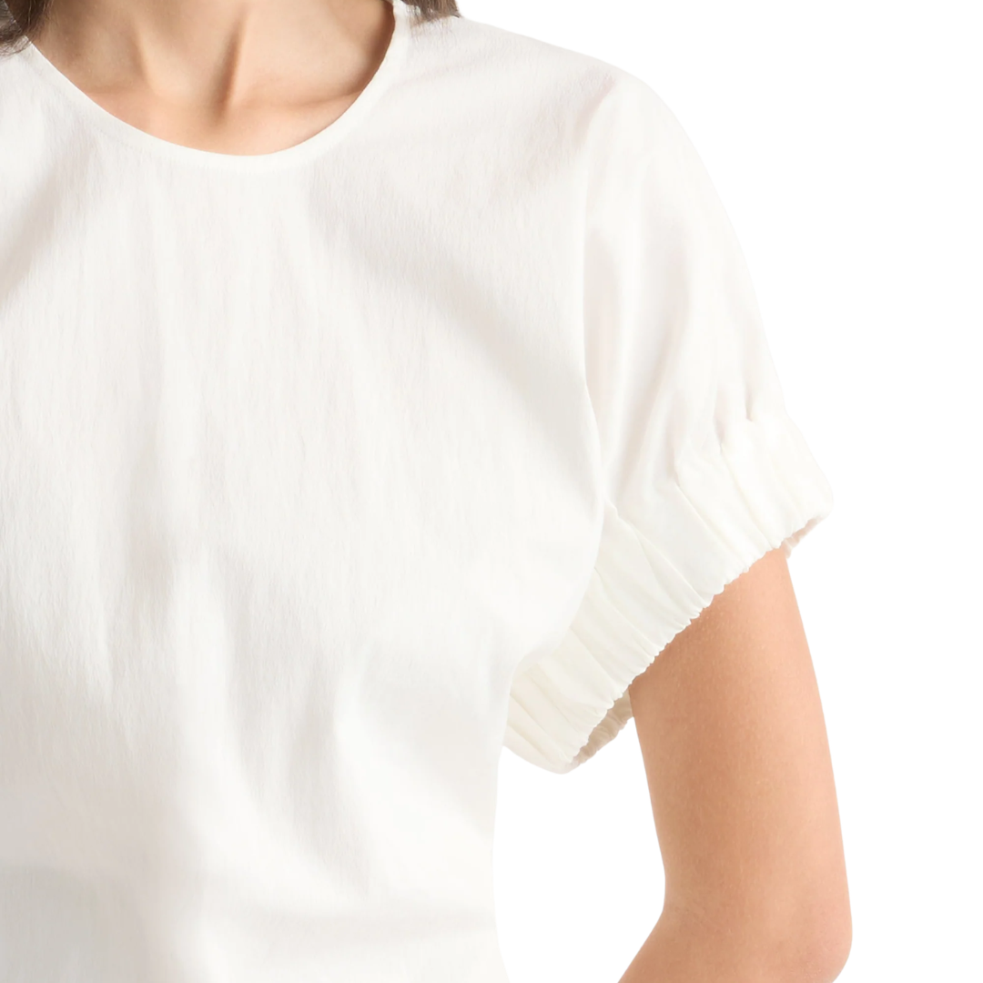 Roxanne Elasticated-Sleeve Blouse in White
