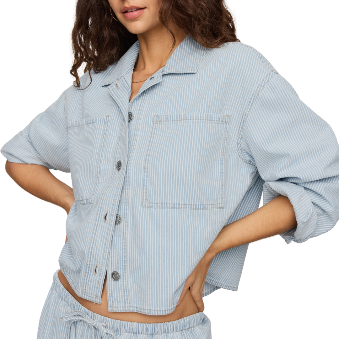 Erin Soft Denim Railroad Jacket in Seaboard Stripe