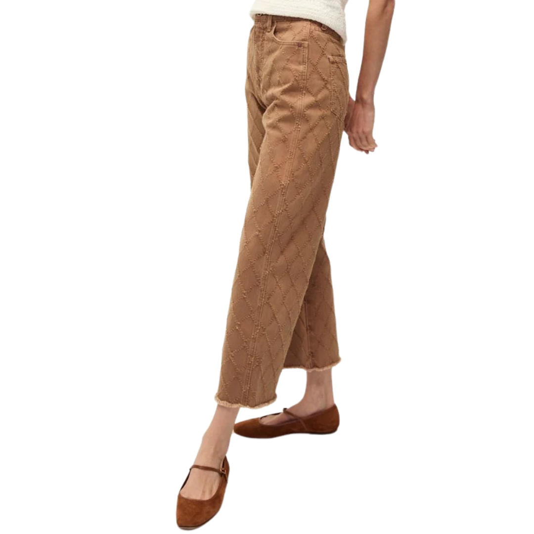Taylor Cropped Wide-Leg Jean in Hazelnut Stone