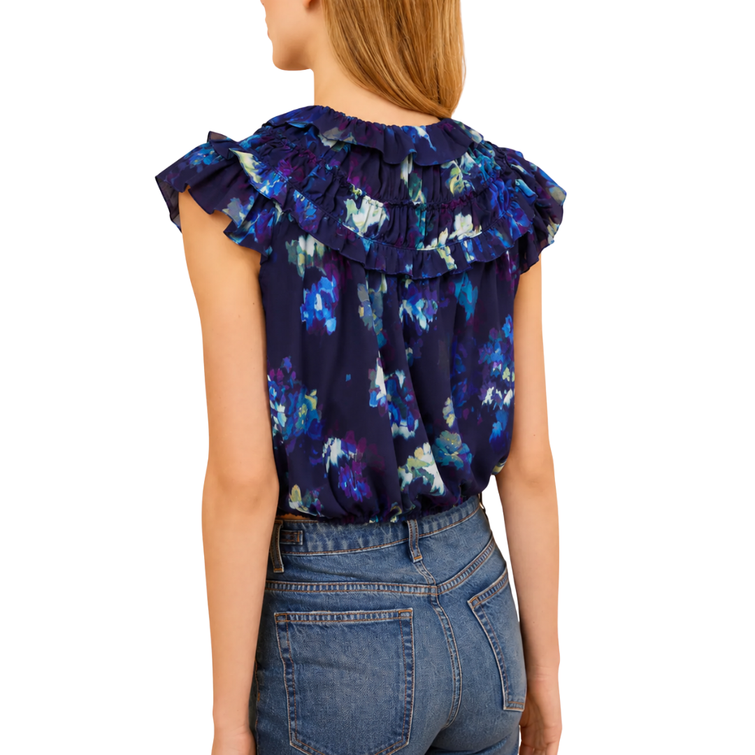 Eleonore Silk Top in Evening Bloom