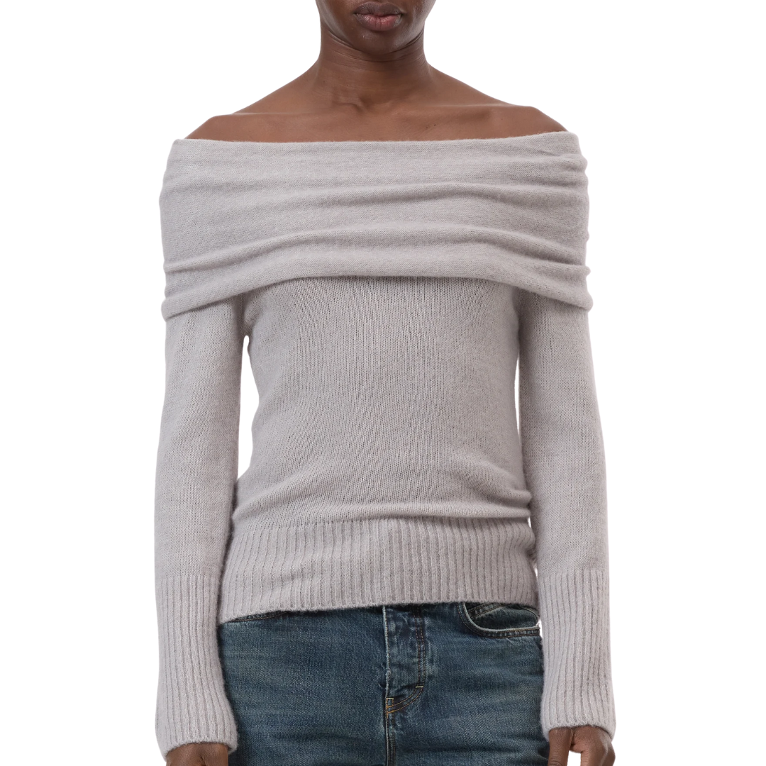 Wide Collar Long Sleeve in Silt Grey