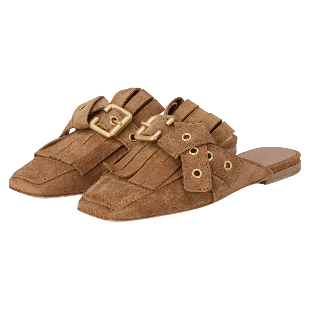 Leila Suede Flat in Golden Brown/Gold