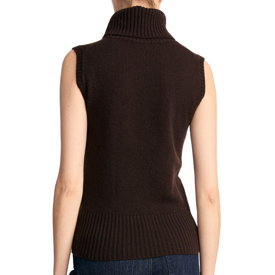 Mazzy Cashmere Sleeveless Sweater in Espresso