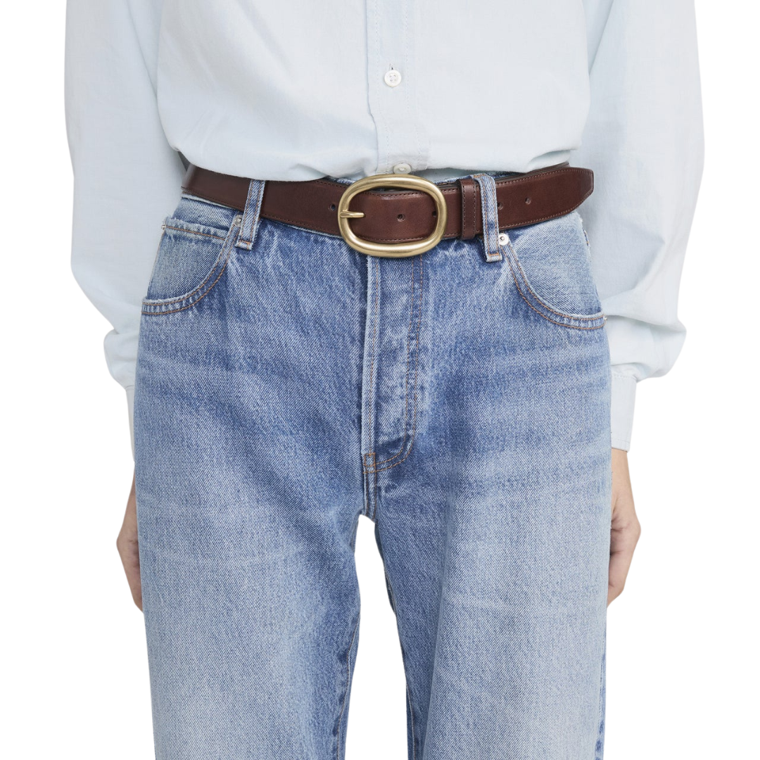The Organic Round Buckle Belt in Dark Brown