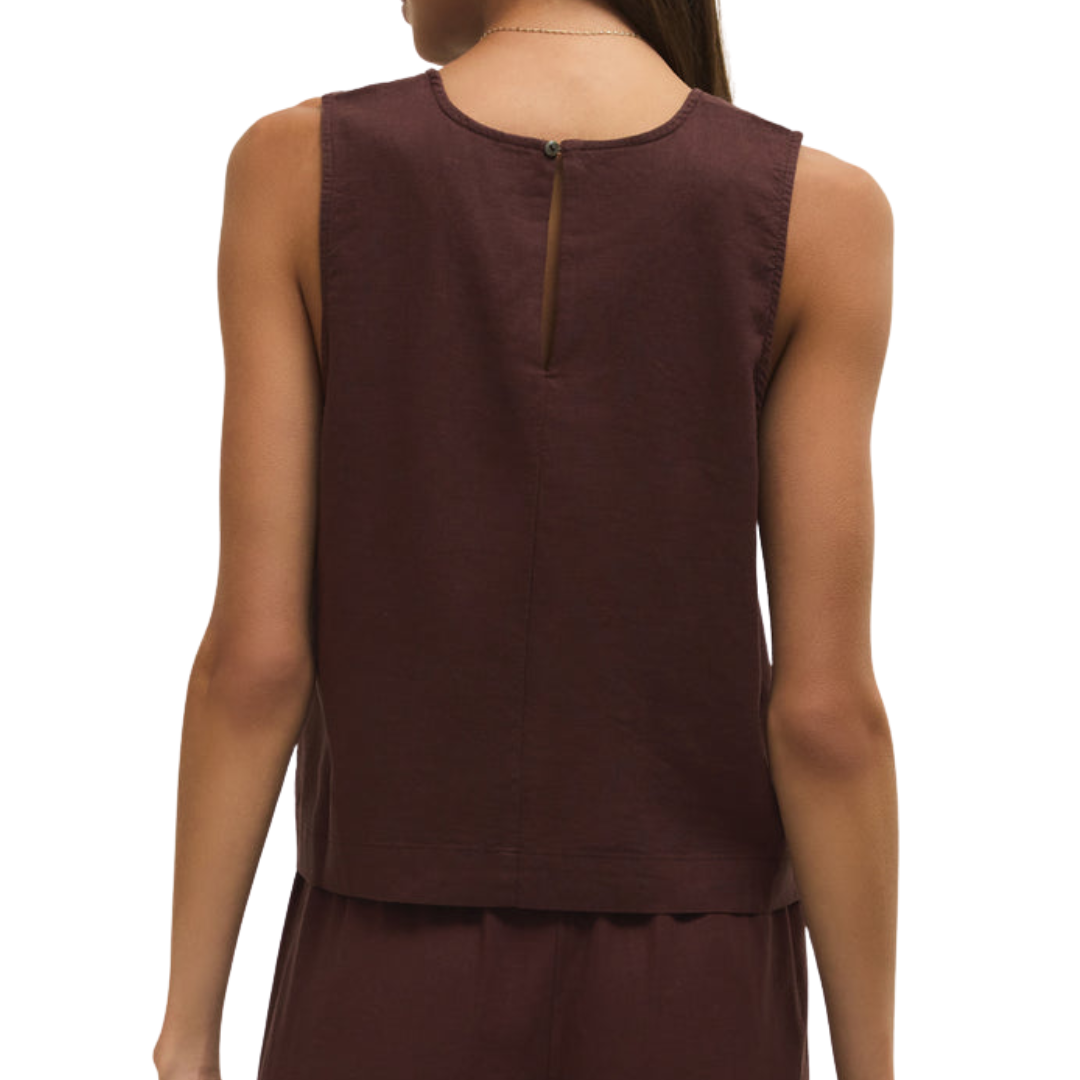 Z Supply Sloane Linen Top in Chocolate Cherry