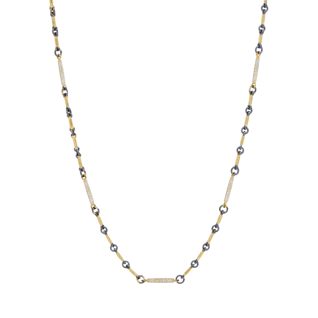 Signature Two-Tone Pavé Station Bar Link Necklace