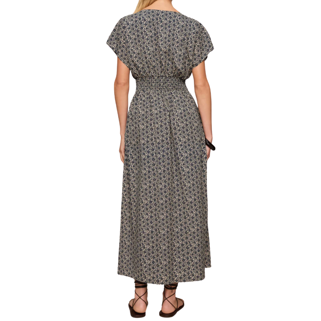 Sanna Iris Floral Midi Dress in Eclipse