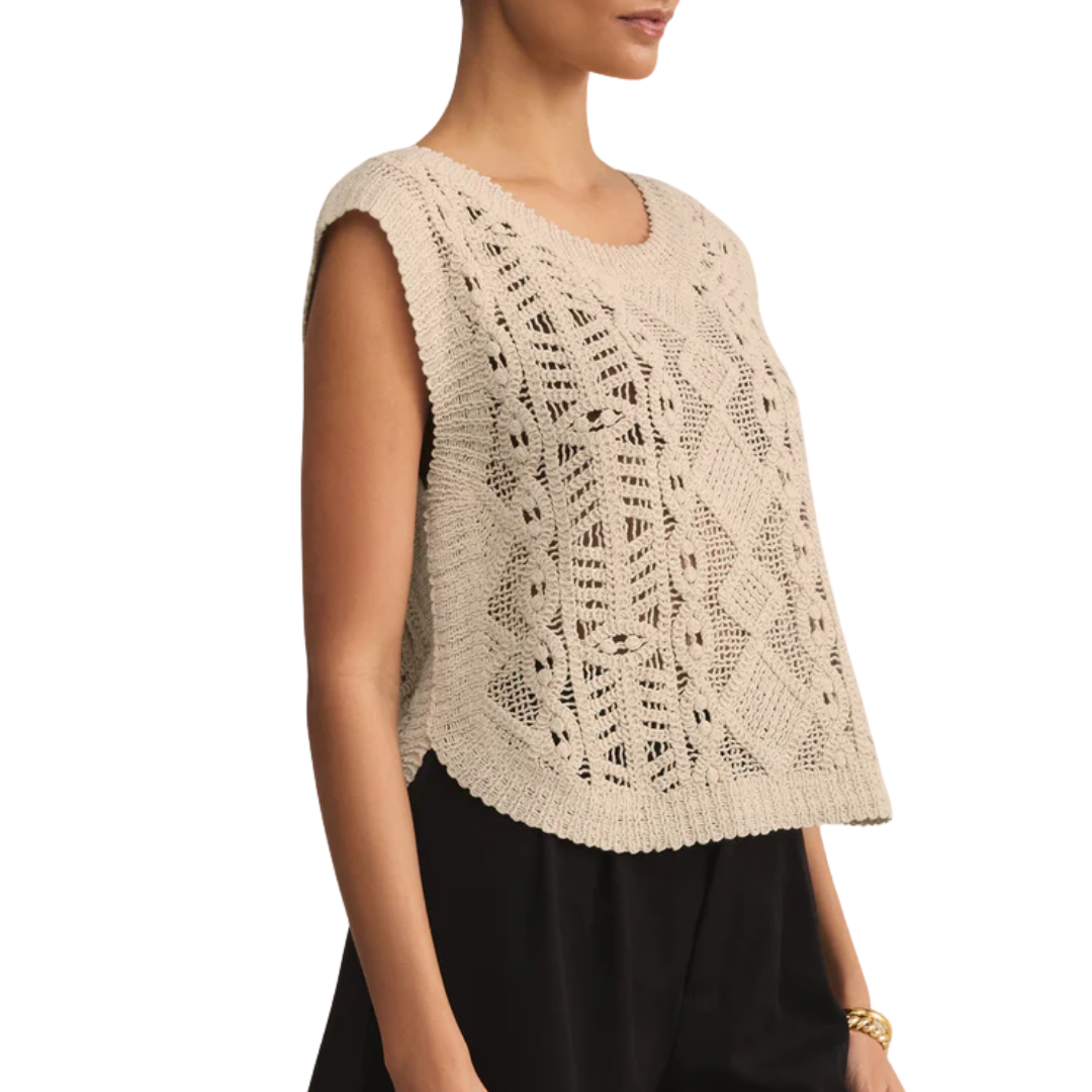 Baroque Sweater Top in Crystal