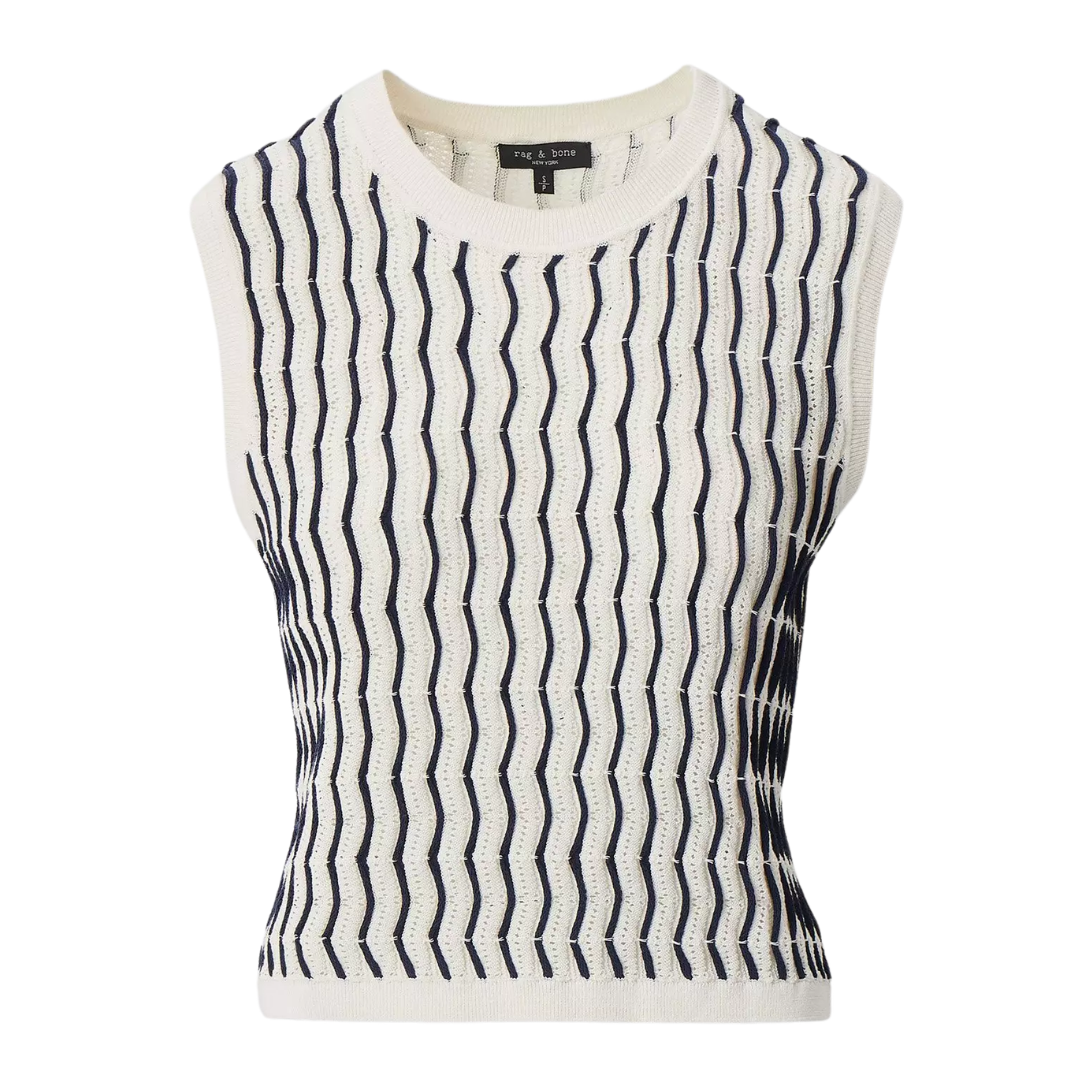 Leslie Striped Vest in Ivory