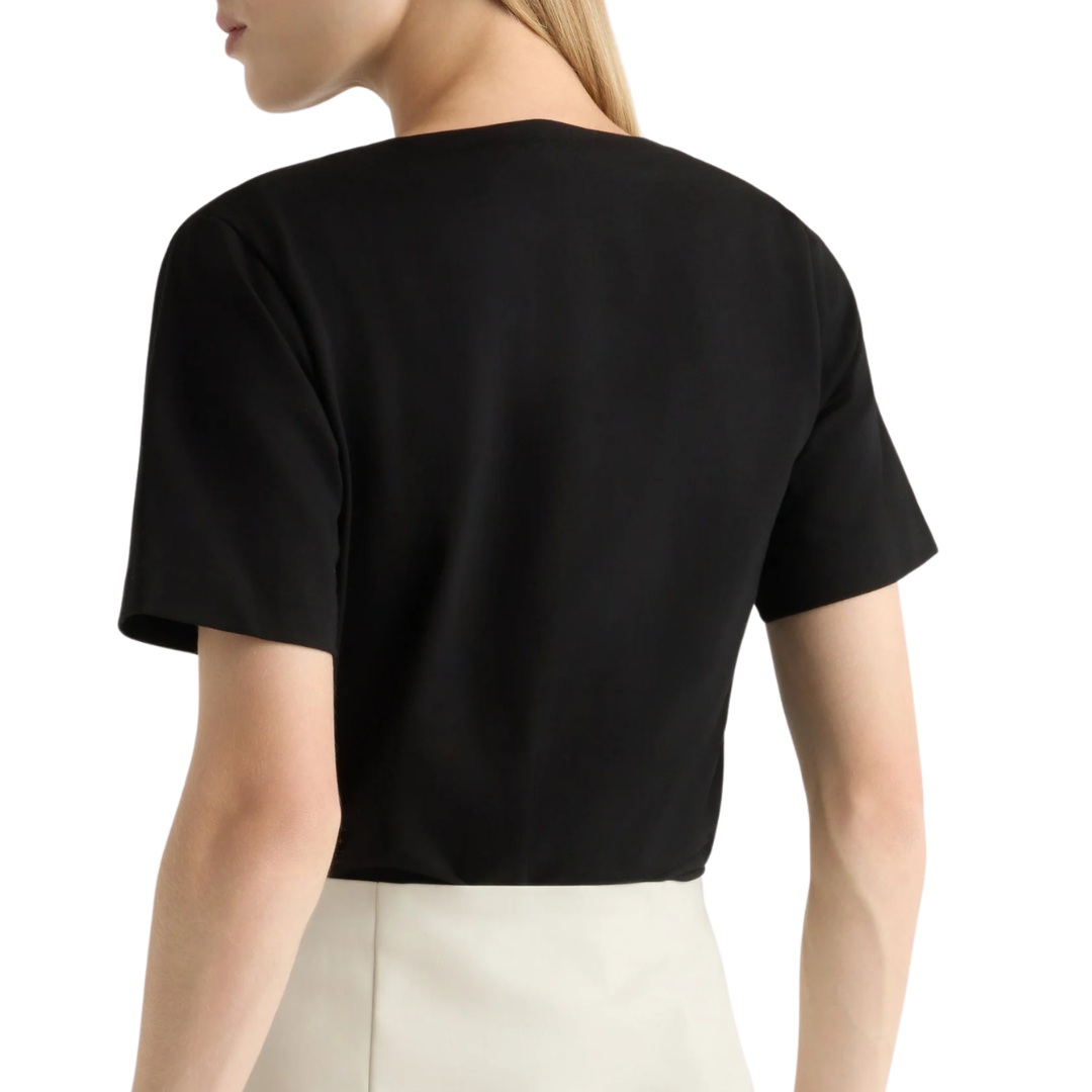 Kendra Organic Cotton Cowl-Neck Tee in Black