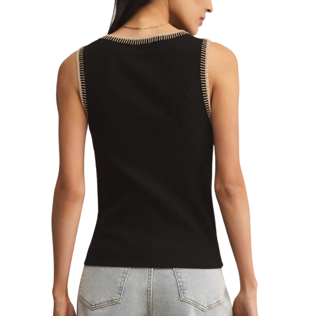 Social Whipstitch Tank in Black
