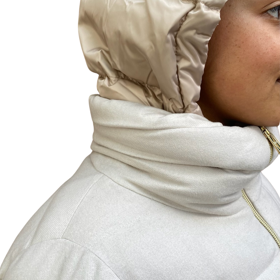 Down Puffy Silk/Cashmere Jacket in Chantilly