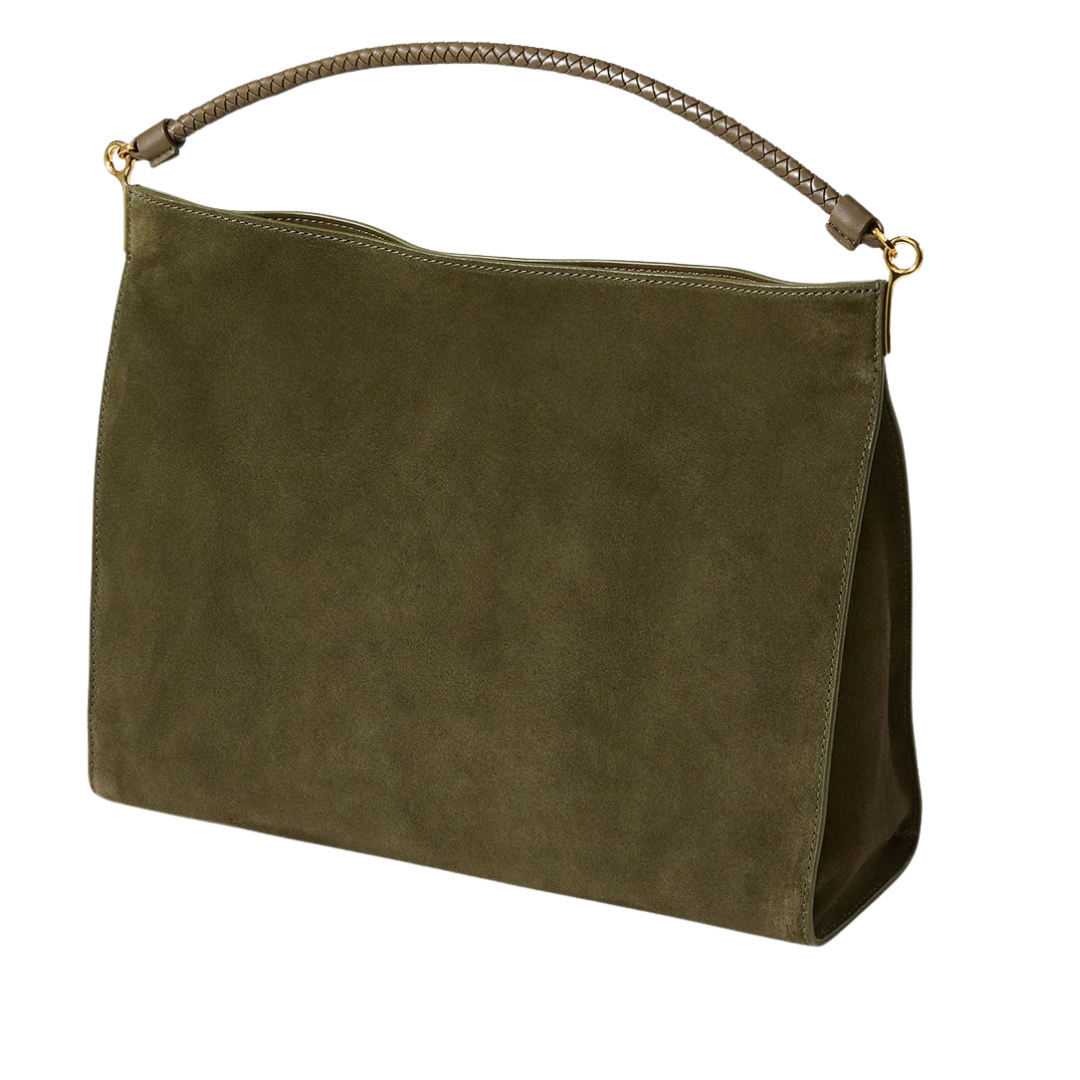 Vida Suede Shoulder Bag in Cypress