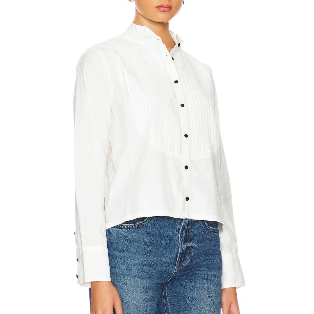 The Pleated Tux Top in White